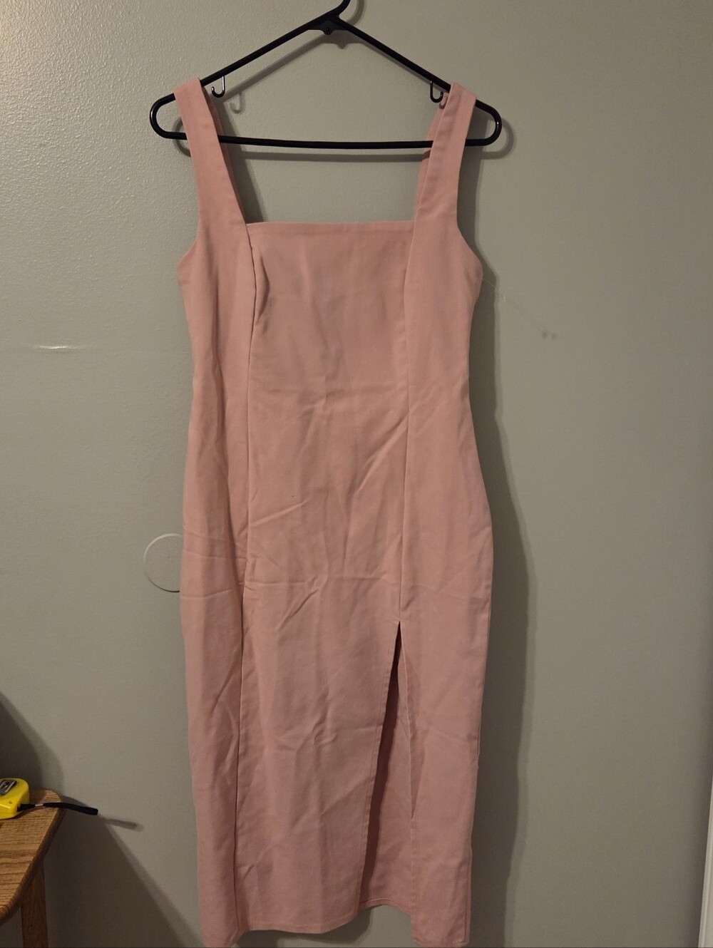 Hello Molly Womens Pink Square Neck Bodycon Sheath Midi Dress With Slit. Sz 6 - Picture 3 of 9